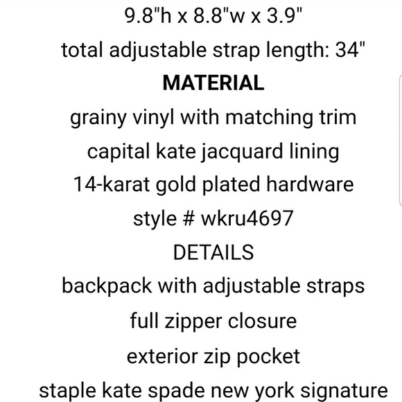 ✔SOLD Kate spade BACKPACK - Picture 6 of 6